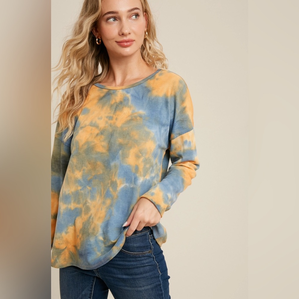 A56- Twisted Back Tie Dye Knit Top